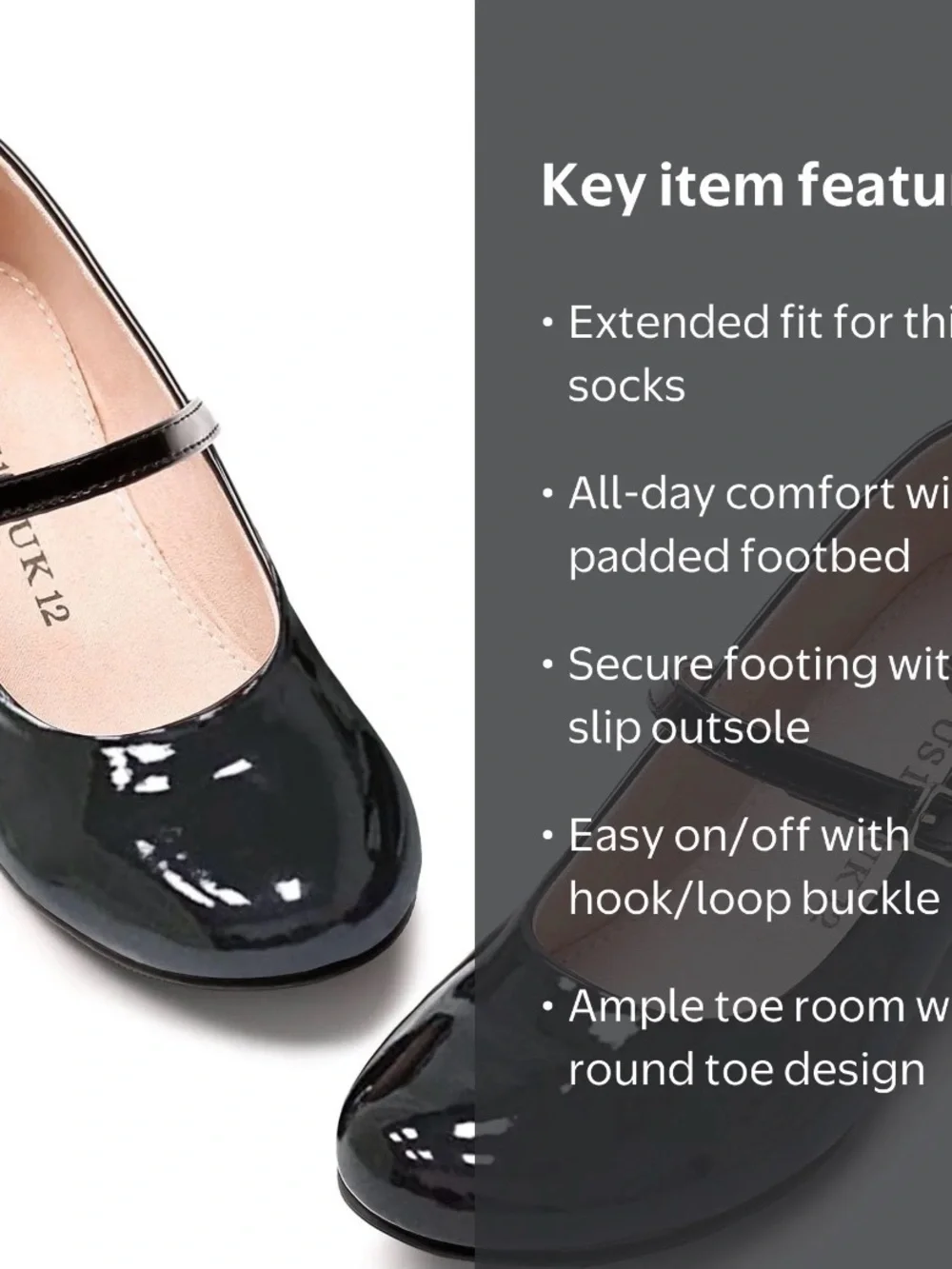 Classic Girls' Black Patent Mary Jane Dress Shoes with Buckle